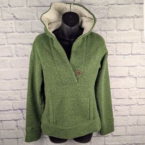 Nike ACG Hoodie Sherpa Fleece Button V Neck Kangaroo Pocket Green S